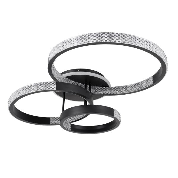 DIAMOND 61114 Φωτιστικό Οροφής Δαχτυλίδι-Κύκλος LED CCT 100W 12123lm 360° AC 220-240V - Εναλλαγή Φωτισμού μέσω Τηλεχειριστηρίου All In One Ψυχρό 6000k+Φυσικό 4500k+Θερμό 2700k Dimmable Φ30+40+50cm+BackLight - Μαύρο - 3 Years Warranty - Image 2