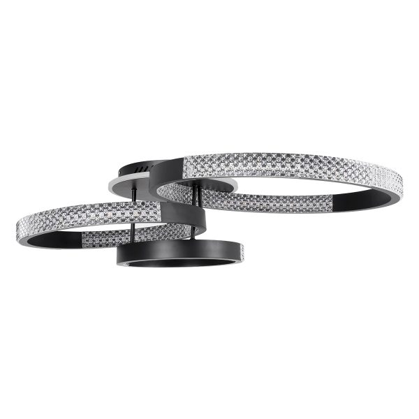 DIAMOND 61114 Φωτιστικό Οροφής Δαχτυλίδι-Κύκλος LED CCT 100W 12123lm 360° AC 220-240V - Εναλλαγή Φωτισμού μέσω Τηλεχειριστηρίου All In One Ψυχρό 6000k+Φυσικό 4500k+Θερμό 2700k Dimmable Φ30+40+50cm+BackLight - Μαύρο - 3 Years Warranty - Image 3