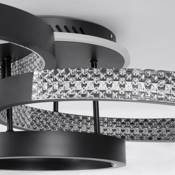 DIAMOND 61114 Φωτιστικό Οροφής Δαχτυλίδι-Κύκλος LED CCT 100W 12123lm 360° AC 220-240V - Εναλλαγή Φωτισμού μέσω Τηλεχειριστηρίου All In One Ψυχρό 6000k+Φυσικό 4500k+Θερμό 2700k Dimmable Φ30+40+50cm+BackLight - Μαύρο - 3 Years Warranty - Image 5