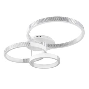 DIAMOND 61115 Φωτιστικό Οροφής Δαχτυλίδι-Κύκλος LED CCT 100W 12123lm 360° AC 220-240V – Εναλλαγή Φωτισμού μέσω Τηλεχειριστηρίου All In One Ψυχρό 6000k+Φυσικό 4500k+Θερμό 2700k Dimmable Φ30+40+50cm+BackLight – Λευκό – 3 Years Warranty