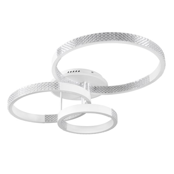 DIAMOND 61115 Φωτιστικό Οροφής Δαχτυλίδι-Κύκλος LED CCT 100W 12123lm 360° AC 220-240V - Εναλλαγή Φωτισμού μέσω Τηλεχειριστηρίου All In One Ψυχρό 6000k+Φυσικό 4500k+Θερμό 2700k Dimmable Φ30+40+50cm+BackLight - Λευκό - 3 Years Warranty - Image 2