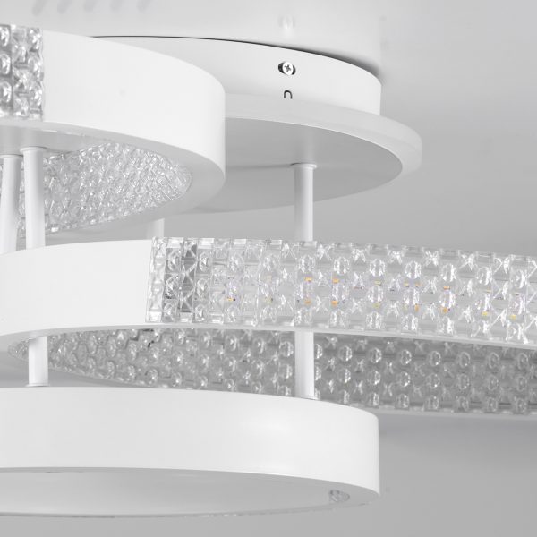 DIAMOND 61115 Φωτιστικό Οροφής Δαχτυλίδι-Κύκλος LED CCT 100W 12123lm 360° AC 220-240V - Εναλλαγή Φωτισμού μέσω Τηλεχειριστηρίου All In One Ψυχρό 6000k+Φυσικό 4500k+Θερμό 2700k Dimmable Φ30+40+50cm+BackLight - Λευκό - 3 Years Warranty - Image 5