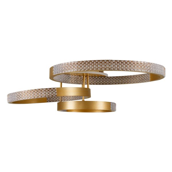 DIAMOND 61116 Φωτιστικό Οροφής Δαχτυλίδι-Κύκλος LED CCT 100W 12123lm 360° AC 220-240V - Εναλλαγή Φωτισμού μέσω Τηλεχειριστηρίου All In One Ψυχρό 6000k+Φυσικό 4500k+Θερμό 2700k Dimmable Φ30+40+50cm+BackLight - Χρυσό Βούρτσας - 3 Years Warranty - Image 3