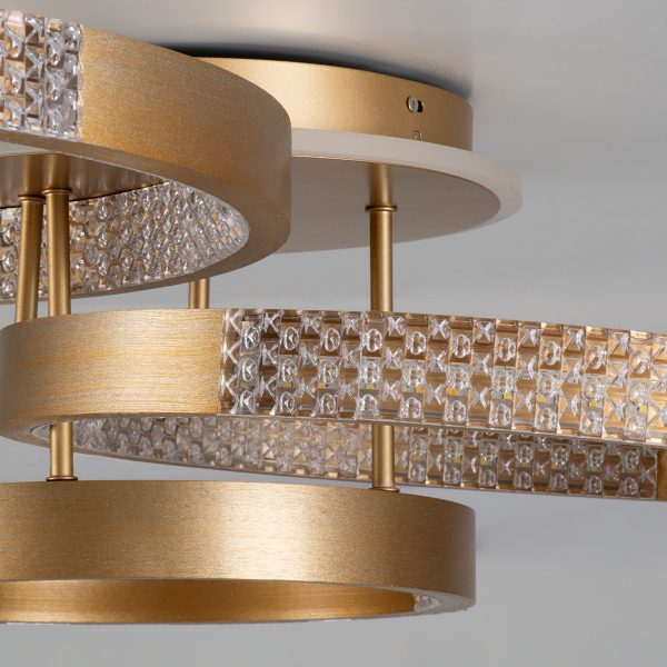 DIAMOND 61116 Φωτιστικό Οροφής Δαχτυλίδι-Κύκλος LED CCT 100W 12123lm 360° AC 220-240V - Εναλλαγή Φωτισμού μέσω Τηλεχειριστηρίου All In One Ψυχρό 6000k+Φυσικό 4500k+Θερμό 2700k Dimmable Φ30+40+50cm+BackLight - Χρυσό Βούρτσας - 3 Years Warranty - Image 5
