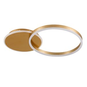 VENOM 61119 Φωτιστικό Οροφής Δαχτυλίδι-Κύκλος LED CCT 45W 5445lm 360° AC 220-240V – Εναλλαγή Φωτισμού μέσω Τηλεχειριστηρίου All In One Ψυχρό 6000k+Φυσικό 4500k+Θερμό 2700k Dimmable Φ40cm+BackLight – Χρυσό Βούρτσας – 3 Years Warranty