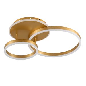 VENOM 61122 Φωτιστικό Οροφής Δαχτυλίδι-Κύκλος LED CCT 67W 8107lm 360° AC 220-240V – Εναλλαγή Φωτισμού μέσω Τηλεχειριστηρίου All In One Ψυχρό 6000k+Φυσικό 4500k+Θερμό 2700k Dimmable Φ25+40cm+BackLight – Χρυσό Βούρτσας – 3 Years Warranty