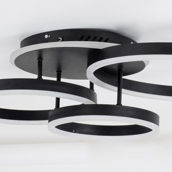 VENOM 61123 Φωτιστικό Οροφής Δαχτυλίδι-Κύκλος LED CCT 100W 12100lm 360° AC 220-240V - Εναλλαγή Φωτισμού μέσω Τηλεχειριστηρίου All In One Ψυχρό 6000k+Φυσικό 4500k+Θερμό 2700k Dimmable Φ25+30+40cm+BackLight - Μαύρο - 3 Years Warranty - Image 5