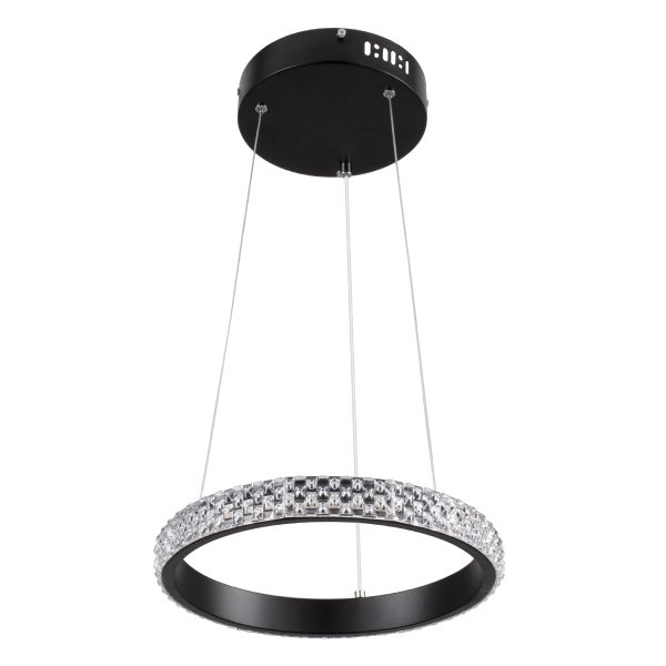 DIAMOND 61126 Κρεμαστό Φωτιστικό Δαχτυλίδι-Κύκλος LED CCT 20W 2356lm 360° AC 220-240V - Εναλλαγή Φωτισμού μέσω Τηλεχειριστηρίου All In One Ψυχρό 6000k+Φυσικό 4500k+Θερμό 2700k Dimmable Φ25cm - Μαύρο - 3 Years Warranty - Image 2
