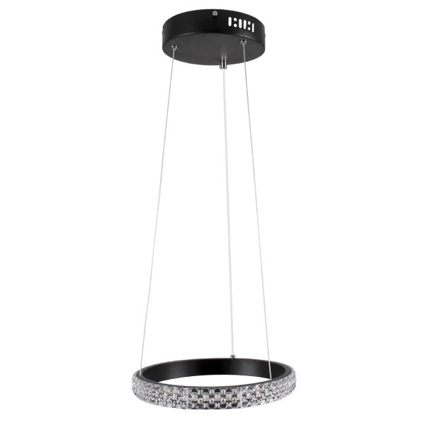 DIAMOND 61126 Κρεμαστό Φωτιστικό Δαχτυλίδι-Κύκλος LED CCT 20W 2356lm 360° AC 220-240V - Εναλλαγή Φωτισμού μέσω Τηλεχειριστηρίου All In One Ψυχρό 6000k+Φυσικό 4500k+Θερμό 2700k Dimmable Φ25cm - Μαύρο - 3 Years Warranty - Image 4