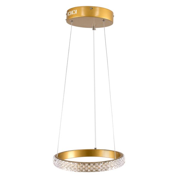 DIAMOND 61127 Κρεμαστό Φωτιστικό Δαχτυλίδι-Κύκλος LED CCT 20W 2356lm 360° AC 220-240V - Εναλλαγή Φωτισμού μέσω Τηλεχειριστηρίου All In One Ψυχρό 6000k+Φυσικό 4500k+Θερμό 2700k Dimmable Φ25cm - Χρυσό Βούρτσας - 3 Years Warranty - Image 4