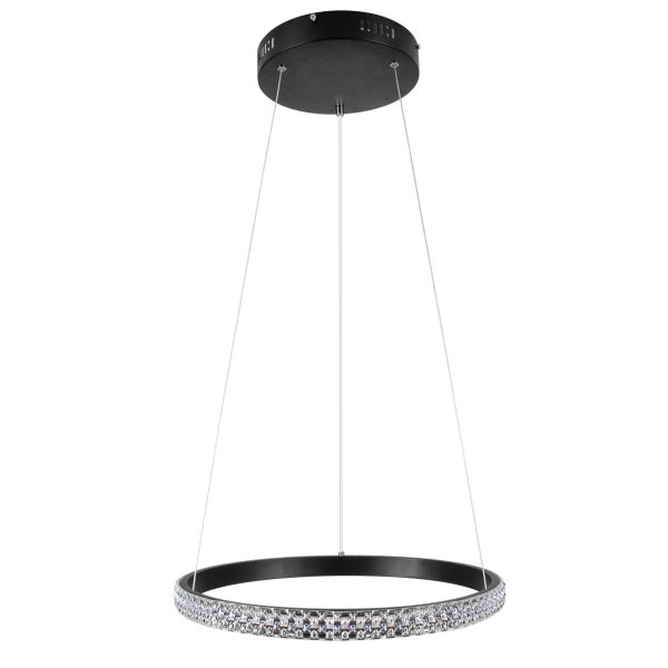 DIAMOND 61128 Κρεμαστό Φωτιστικό Δαχτυλίδι-Κύκλος LED CCT 30W 3513lm 360° AC 220-240V - Εναλλαγή Φωτισμού μέσω Τηλεχειριστηρίου All In One Ψυχρό 6000k+Φυσικό 4500k+Θερμό 2700k Dimmable Φ40cm - Μαύρο - 3 Years Warranty - Image 3