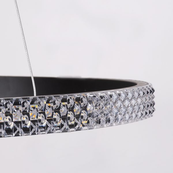DIAMOND 61128 Κρεμαστό Φωτιστικό Δαχτυλίδι-Κύκλος LED CCT 30W 3513lm 360° AC 220-240V - Εναλλαγή Φωτισμού μέσω Τηλεχειριστηρίου All In One Ψυχρό 6000k+Φυσικό 4500k+Θερμό 2700k Dimmable Φ40cm - Μαύρο - 3 Years Warranty - Image 4