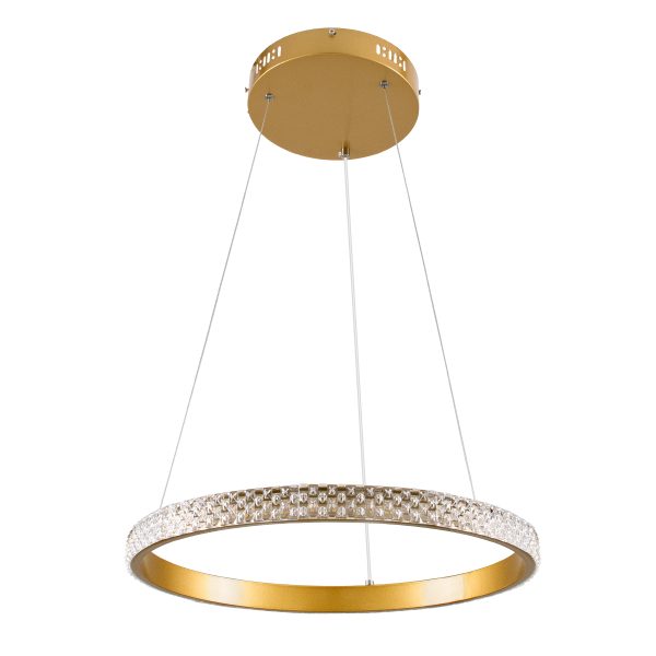 DIAMOND 61129 Κρεμαστό Φωτιστικό Δαχτυλίδι-Κύκλος LED CCT 30W 3513lm 360° AC 220-240V - Εναλλαγή Φωτισμού μέσω Τηλεχειριστηρίου All In One Ψυχρό 6000k+Φυσικό 4500k+Θερμό 2700k Dimmable Φ40cm - Χρυσό Βούρτσας - 3 Years Warranty - Image 2