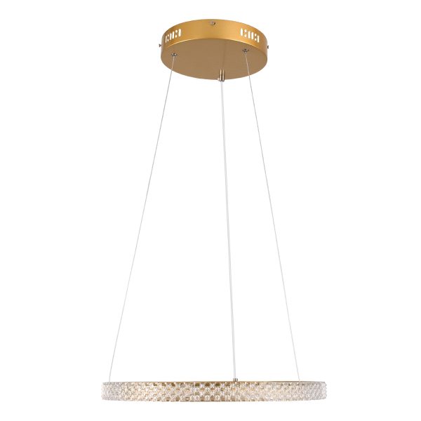 DIAMOND 61129 Κρεμαστό Φωτιστικό Δαχτυλίδι-Κύκλος LED CCT 30W 3513lm 360° AC 220-240V - Εναλλαγή Φωτισμού μέσω Τηλεχειριστηρίου All In One Ψυχρό 6000k+Φυσικό 4500k+Θερμό 2700k Dimmable Φ40cm - Χρυσό Βούρτσας - 3 Years Warranty - Image 3