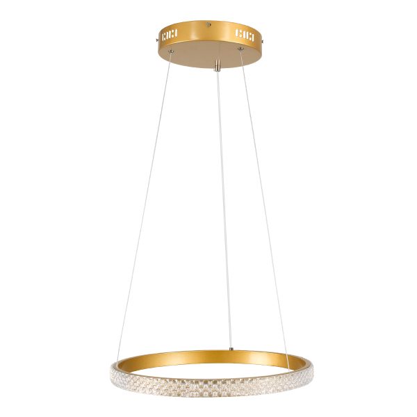 DIAMOND 61129 Κρεμαστό Φωτιστικό Δαχτυλίδι-Κύκλος LED CCT 30W 3513lm 360° AC 220-240V - Εναλλαγή Φωτισμού μέσω Τηλεχειριστηρίου All In One Ψυχρό 6000k+Φυσικό 4500k+Θερμό 2700k Dimmable Φ40cm - Χρυσό Βούρτσας - 3 Years Warranty - Image 4