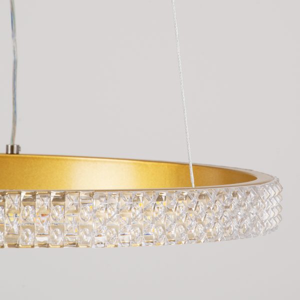 DIAMOND 61129 Κρεμαστό Φωτιστικό Δαχτυλίδι-Κύκλος LED CCT 30W 3513lm 360° AC 220-240V - Εναλλαγή Φωτισμού μέσω Τηλεχειριστηρίου All In One Ψυχρό 6000k+Φυσικό 4500k+Θερμό 2700k Dimmable Φ40cm - Χρυσό Βούρτσας - 3 Years Warranty - Image 5