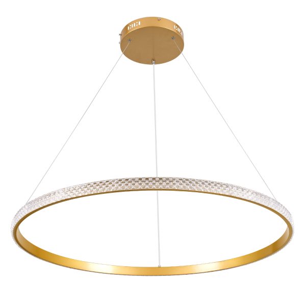 DIAMOND 61133 Κρεμαστό Φωτιστικό Δαχτυλίδι-Κύκλος LED CCT 67W 7689lm 360° AC 220-240V - Εναλλαγή Φωτισμού μέσω Τηλεχειριστηρίου All In One Ψυχρό 6000k+Φυσικό 4500k+Θερμό 2700k Dimmable Φ80cm - Χρυσό Βούρτσας - 3 Years Warranty - Image 2