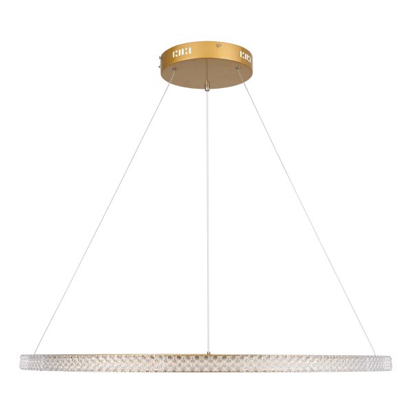 DIAMOND 61133 Κρεμαστό Φωτιστικό Δαχτυλίδι-Κύκλος LED CCT 67W 7689lm 360° AC 220-240V - Εναλλαγή Φωτισμού μέσω Τηλεχειριστηρίου All In One Ψυχρό 6000k+Φυσικό 4500k+Θερμό 2700k Dimmable Φ80cm - Χρυσό Βούρτσας - 3 Years Warranty - Image 3