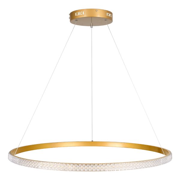 DIAMOND 61133 Κρεμαστό Φωτιστικό Δαχτυλίδι-Κύκλος LED CCT 67W 7689lm 360° AC 220-240V - Εναλλαγή Φωτισμού μέσω Τηλεχειριστηρίου All In One Ψυχρό 6000k+Φυσικό 4500k+Θερμό 2700k Dimmable Φ80cm - Χρυσό Βούρτσας - 3 Years Warranty - Image 4