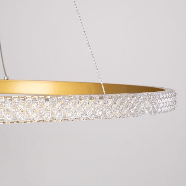 DIAMOND 61133 Κρεμαστό Φωτιστικό Δαχτυλίδι-Κύκλος LED CCT 67W 7689lm 360° AC 220-240V - Εναλλαγή Φωτισμού μέσω Τηλεχειριστηρίου All In One Ψυχρό 6000k+Φυσικό 4500k+Θερμό 2700k Dimmable Φ80cm - Χρυσό Βούρτσας - 3 Years Warranty - Image 5