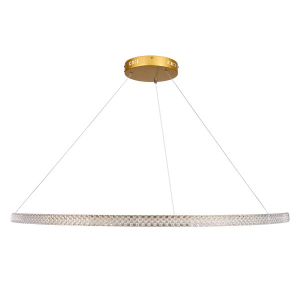 DIAMOND 61135 Κρεμαστό Φωτιστικό Δαχτυλίδι-Κύκλος LED CCT 75W 8743lm 360° AC 220-240V - Εναλλαγή Φωτισμού μέσω Τηλεχειριστηρίου All In One Ψυχρό 6000k+Φυσικό 4500k+Θερμό 2700k Dimmable Φ100cm - Χρυσό Βούρτσας - 3 Years Warranty - Image 3