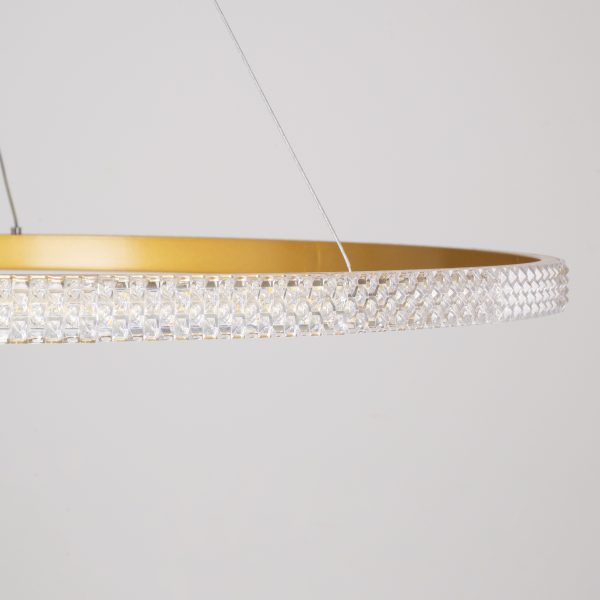 DIAMOND 61135 Κρεμαστό Φωτιστικό Δαχτυλίδι-Κύκλος LED CCT 75W 8743lm 360° AC 220-240V - Εναλλαγή Φωτισμού μέσω Τηλεχειριστηρίου All In One Ψυχρό 6000k+Φυσικό 4500k+Θερμό 2700k Dimmable Φ100cm - Χρυσό Βούρτσας - 3 Years Warranty - Image 5