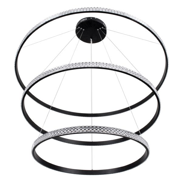 DIAMOND TRIO 61140 Κρεμαστό Φωτιστικό Δαχτυλίδι-Κύκλος LED CCT 150W 18379lm 360° AC 220-240V - Εναλλαγή Φωτισμού μέσω Τηλεχειριστηρίου All In One Ψυχρό 6000k+Φυσικό 4500k+Θερμό 2700k Dimmable Φ60+80+100cm - Μαύρο - 3 Years Warranty - Image 4