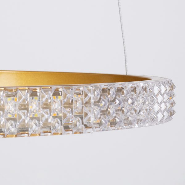 DIAMOND TRIO 61143 Κρεμαστό Φωτιστικό Δαχτυλίδι-Κύκλος LED CCT 100W 12123lm 360° AC 220-240V - Εναλλαγή Φωτισμού μέσω Τηλεχειριστηρίου All In One Ψυχρό 6000k+Φυσικό 4500k+Θερμό 2700k Dimmable Φ25+40+60cm - Χρυσό Βούρτσας - 3 Years Warranty - Image 5