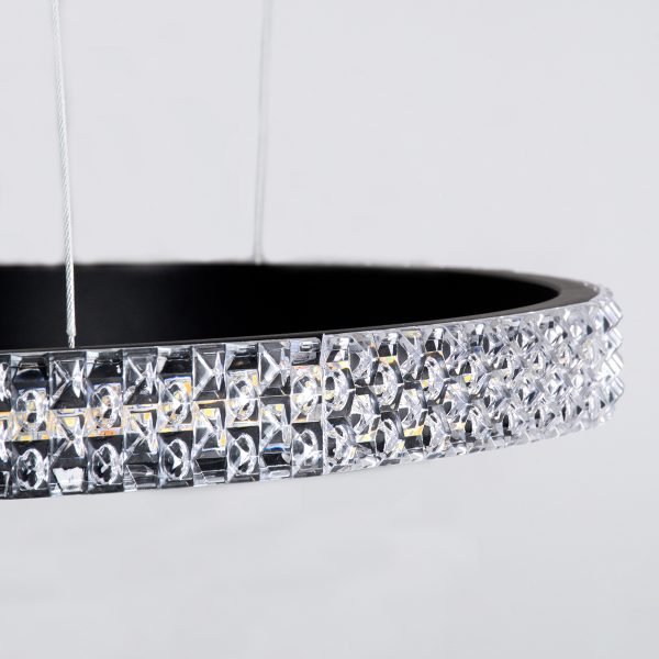 DIAMOND TETRA 61148 Κρεμαστό Φωτιστικό Δαχτυλίδι-Κύκλος LED CCT 150W 18379lm 360° AC 220-240V - Εναλλαγή Φωτισμού μέσω Τηλεχειριστηρίου All In One Ψυχρό 6000k+Φυσικό 4500k+Θερμό 2700k Dimmable Φ25+40+60+80cm - Μαύρο - 3 Years Warranty - Image 4