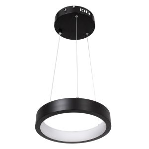 NEMESIS 61152 Κρεμαστό Φωτιστικό Δαχτυλίδι-Κύκλος LED CCT 20W 2356lm 360° AC 220-240V – Εναλλαγή Φωτισμού μέσω Τηλεχειριστηρίου All In One Ψυχρό 6000k+Φυσικό 4500k+Θερμό 2700k Dimmable Φ25cm – Μαύρο – 3 Years Warranty