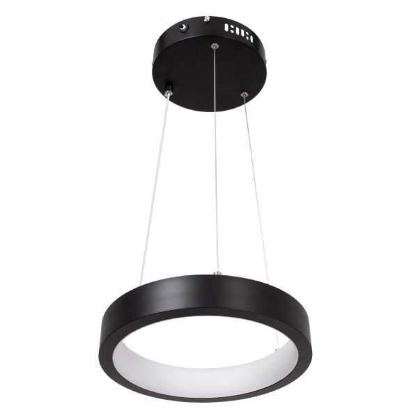 NEMESIS 61152 Κρεμαστό Φωτιστικό Δαχτυλίδι-Κύκλος LED CCT 20W 2356lm 360° AC 220-240V - Εναλλαγή Φωτισμού μέσω Τηλεχειριστηρίου All In One Ψυχρό 6000k+Φυσικό 4500k+Θερμό 2700k Dimmable Φ25cm - Μαύρο - 3 Years Warranty - Image 2