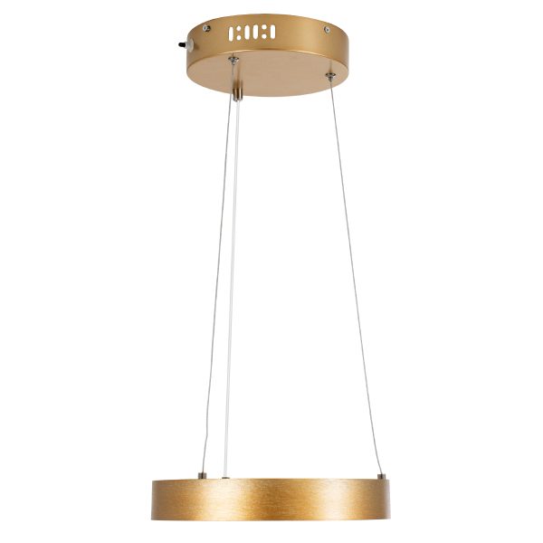 NEMESIS 61154 Κρεμαστό Φωτιστικό Δαχτυλίδι-Κύκλος LED CCT 20W 2356lm 360° AC 220-240V - Εναλλαγή Φωτισμού μέσω Τηλεχειριστηρίου All In One Ψυχρό 6000k+Φυσικό 4500k+Θερμό 2700k Dimmable Φ25cm - Χρυσό Βούρτσας - 3 Years Warranty - Image 3