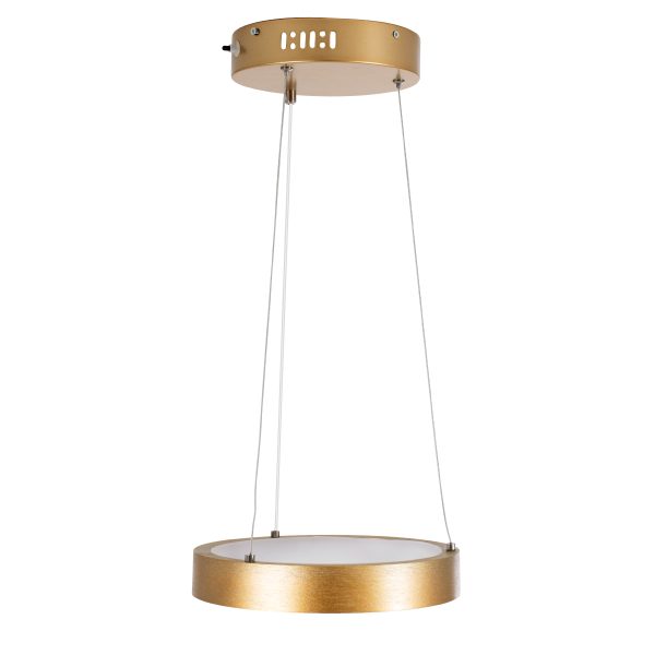 NEMESIS 61154 Κρεμαστό Φωτιστικό Δαχτυλίδι-Κύκλος LED CCT 20W 2356lm 360° AC 220-240V - Εναλλαγή Φωτισμού μέσω Τηλεχειριστηρίου All In One Ψυχρό 6000k+Φυσικό 4500k+Θερμό 2700k Dimmable Φ25cm - Χρυσό Βούρτσας - 3 Years Warranty - Image 4