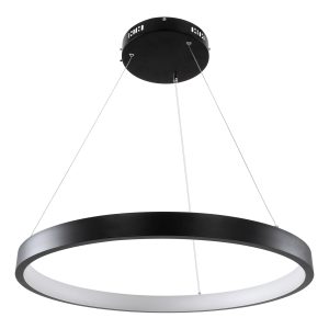 NEMESIS 61158 Κρεμαστό Φωτιστικό Δαχτυλίδι-Κύκλος LED CCT 45W 5230lm 360° AC 220-240V – Εναλλαγή Φωτισμού μέσω Τηλεχειριστηρίου All In One Ψυχρό 6000k+Φυσικό 4500k+Θερμό 2700k Dimmable Φ60cm – Μαύρο – 3 Years Warranty