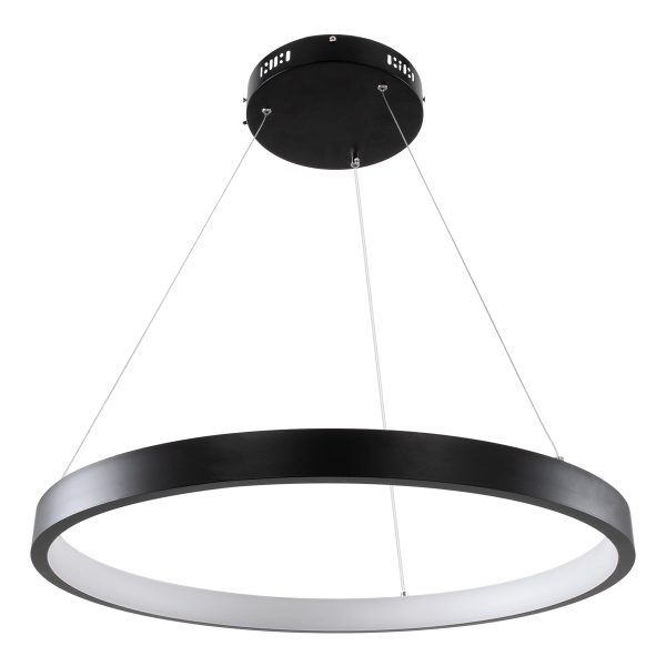 NEMESIS 61158 Κρεμαστό Φωτιστικό Δαχτυλίδι-Κύκλος LED CCT 45W 5230lm 360° AC 220-240V - Εναλλαγή Φωτισμού μέσω Τηλεχειριστηρίου All In One Ψυχρό 6000k+Φυσικό 4500k+Θερμό 2700k Dimmable Φ60cm - Μαύρο - 3 Years Warranty - Image 2