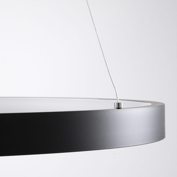 NEMESIS 61158 Κρεμαστό Φωτιστικό Δαχτυλίδι-Κύκλος LED CCT 45W 5230lm 360° AC 220-240V - Εναλλαγή Φωτισμού μέσω Τηλεχειριστηρίου All In One Ψυχρό 6000k+Φυσικό 4500k+Θερμό 2700k Dimmable Φ60cm - Μαύρο - 3 Years Warranty - Image 5