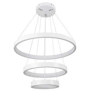 NEMESIS TRIO 61168 Κρεμαστό Φωτιστικό Δαχτυλίδι-Κύκλος LED CCT 100W 12123lm 360° AC 220-240V – Εναλλαγή Φωτισμού μέσω Τηλεχειριστηρίου All In One Ψυχρό 6000k+Φυσικό 4500k+Θερμό 2700k Dimmable Φ25+40+60cm – Λευκό – 3 Years Warranty