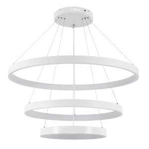 NEMESIS TRIO 61171 Κρεμαστό Φωτιστικό Δαχτυλίδι-Κύκλος LED CCT 120W 14723lm 360° AC 220-240V – Εναλλαγή Φωτισμού μέσω Τηλεχειριστηρίου All In One Ψυχρό 6000k+Φυσικό 4500k+Θερμό 2700k Dimmable Φ40+60+80cm – Λευκό – 3 Years Warranty