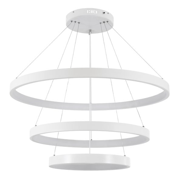 NEMESIS TRIO 61171 Κρεμαστό Φωτιστικό Δαχτυλίδι-Κύκλος LED CCT 120W 14723lm 360° AC 220-240V - Εναλλαγή Φωτισμού μέσω Τηλεχειριστηρίου All In One Ψυχρό 6000k+Φυσικό 4500k+Θερμό 2700k Dimmable Φ40+60+80cm - Λευκό - 3 Years Warranty - Image 2