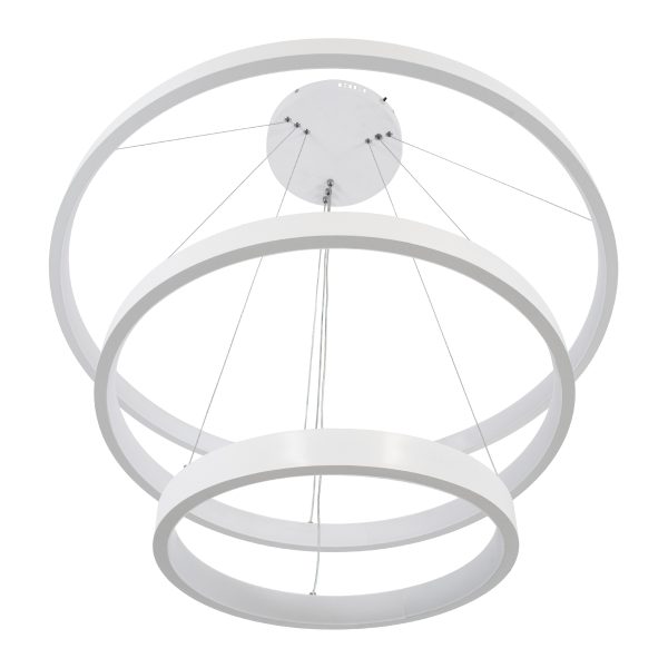 NEMESIS TRIO 61171 Κρεμαστό Φωτιστικό Δαχτυλίδι-Κύκλος LED CCT 120W 14723lm 360° AC 220-240V - Εναλλαγή Φωτισμού μέσω Τηλεχειριστηρίου All In One Ψυχρό 6000k+Φυσικό 4500k+Θερμό 2700k Dimmable Φ40+60+80cm - Λευκό - 3 Years Warranty - Image 4