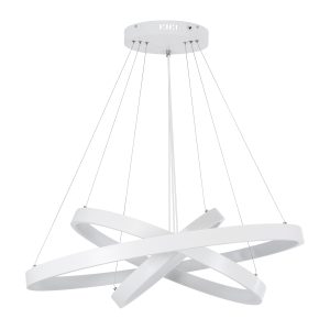 NEMESIS TRIO 61171-DECO Κρεμαστό Φωτιστικό Δαχτυλίδι-Κύκλος LED CCT 120W 14723lm 360° AC 220-240V – Εναλλαγή Φωτισμού μέσω Τηλεχειριστηρίου All In One Ψυχρό 6000k+Φυσικό 4500k+Θερμό 2700k Dimmable Φ40+60+80cm – Λευκό – 3 Years Warranty