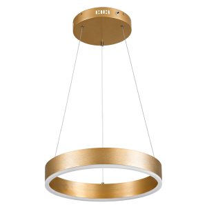VENOM 61175 Κρεμαστό Φωτιστικό Δαχτυλίδι-Κύκλος LED CCT 30W 3513lm 120° AC 220-240V – Εναλλαγή Φωτισμού μέσω Τηλεχειριστηρίου All In One Ψυχρό 6000K+Φυσικό 4500K+Θερμό 2700K Dimmable Φ40cm – Χρυσό Βούρτσας – 3 Years Warranty