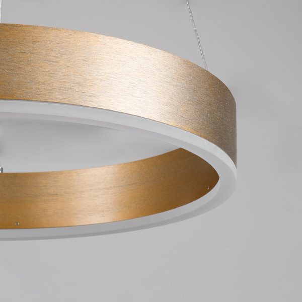 VENOM 61175 Κρεμαστό Φωτιστικό Δαχτυλίδι-Κύκλος LED CCT 30W 3513lm 120° AC 220-240V - Εναλλαγή Φωτισμού μέσω Τηλεχειριστηρίου All In One Ψυχρό 6000K+Φυσικό 4500K+Θερμό 2700K Dimmable Φ40cm - Χρυσό Βούρτσας - 3 Years Warranty - Image 5