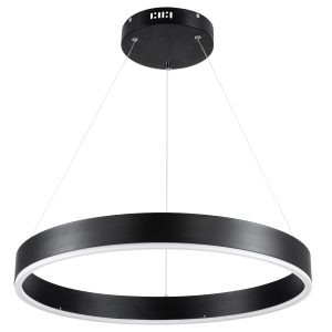 VENOM 61176 Κρεμαστό Φωτιστικό Δαχτυλίδι-Κύκλος LED CCT 45W 5269lm 120° AC 220-240V – Εναλλαγή Φωτισμού μέσω Τηλεχειριστηρίου All In One Ψυχρό 6000K+Φυσικό 4500K+Θερμό 2700K Dimmable Φ60cm – Μαύρο – 3 Years Warranty