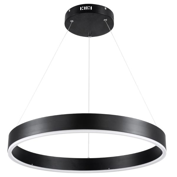 VENOM 61176 Κρεμαστό Φωτιστικό Δαχτυλίδι-Κύκλος LED CCT 45W 5269lm 120° AC 220-240V - Εναλλαγή Φωτισμού μέσω Τηλεχειριστηρίου All In One Ψυχρό 6000K+Φυσικό 4500K+Θερμό 2700K Dimmable Φ60cm - Μαύρο - 3 Years Warranty - Image 2