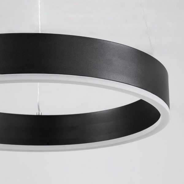 VENOM 61176 Κρεμαστό Φωτιστικό Δαχτυλίδι-Κύκλος LED CCT 45W 5269lm 120° AC 220-240V - Εναλλαγή Φωτισμού μέσω Τηλεχειριστηρίου All In One Ψυχρό 6000K+Φυσικό 4500K+Θερμό 2700K Dimmable Φ60cm - Μαύρο - 3 Years Warranty - Image 5