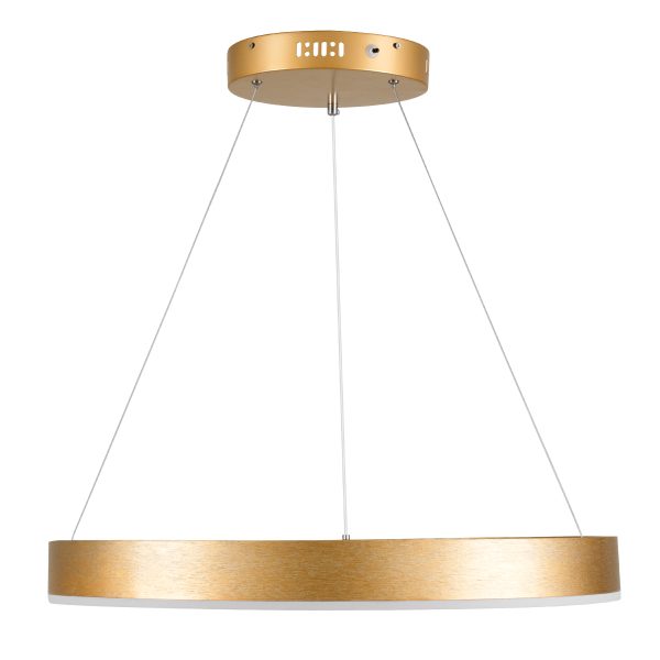 VENOM 61178 Κρεμαστό Φωτιστικό Δαχτυλίδι-Κύκλος LED CCT 45W 5269lm 120° AC 220-240V - Εναλλαγή Φωτισμού μέσω Τηλεχειριστηρίου All In One Ψυχρό 6000K+Φυσικό 4500K+Θερμό 2700K Dimmable Φ60cm - Χρυσό Βούρτσας - 3 Years Warranty - Image 3