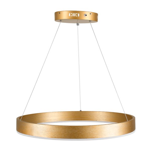 VENOM 61178 Κρεμαστό Φωτιστικό Δαχτυλίδι-Κύκλος LED CCT 45W 5269lm 120° AC 220-240V - Εναλλαγή Φωτισμού μέσω Τηλεχειριστηρίου All In One Ψυχρό 6000K+Φυσικό 4500K+Θερμό 2700K Dimmable Φ60cm - Χρυσό Βούρτσας - 3 Years Warranty - Image 4