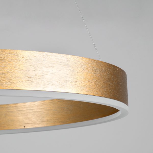 VENOM 61178 Κρεμαστό Φωτιστικό Δαχτυλίδι-Κύκλος LED CCT 45W 5269lm 120° AC 220-240V - Εναλλαγή Φωτισμού μέσω Τηλεχειριστηρίου All In One Ψυχρό 6000K+Φυσικό 4500K+Θερμό 2700K Dimmable Φ60cm - Χρυσό Βούρτσας - 3 Years Warranty - Image 5