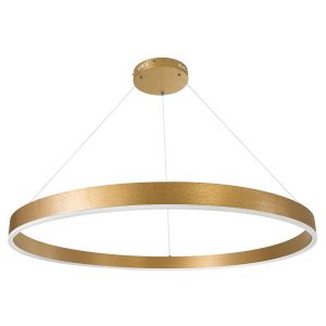 VENOM 61184 Κρεμαστό Φωτιστικό Δαχτυλίδι-Κύκλος LED CCT 75W 8818lm 120° AC 220-240V – Εναλλαγή Φωτισμού μέσω Τηλεχειριστηρίου All In One Ψυχρό 6000K+Φυσικό 4500K+Θερμό 2700K Dimmable Φ100cm – Χρυσό Βούρτσας – 3 Years Warranty